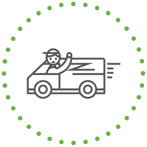 delivery driver in truck graphic