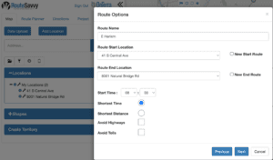 RouteSavvy Route Settings Screenshot | RouteSavvy Route Planning Software