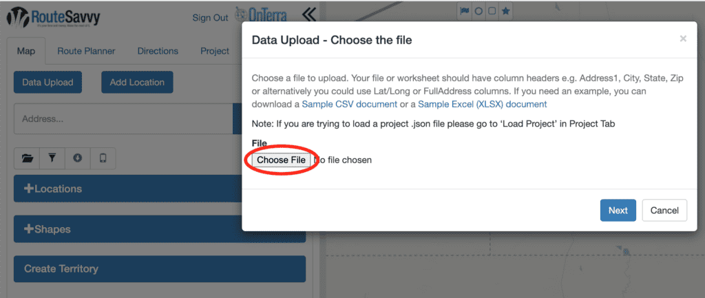 RouteSavvy Screenshot | How To Upload Addresses To RouteSavvy 3